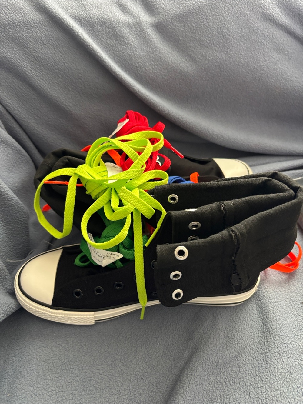 Converse Kids Black High-Top Sneakers with Neon Laces
